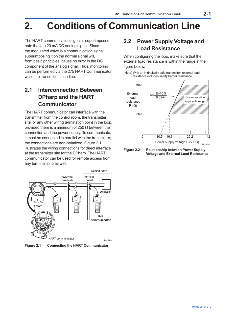 Conditions of communication line, 2 power supply voltage and load resistance, Conditions of communication line -1 | Power supply voltage and load resistance -1 | Yokogawa EJX440A User Manual | Page 10 / 76