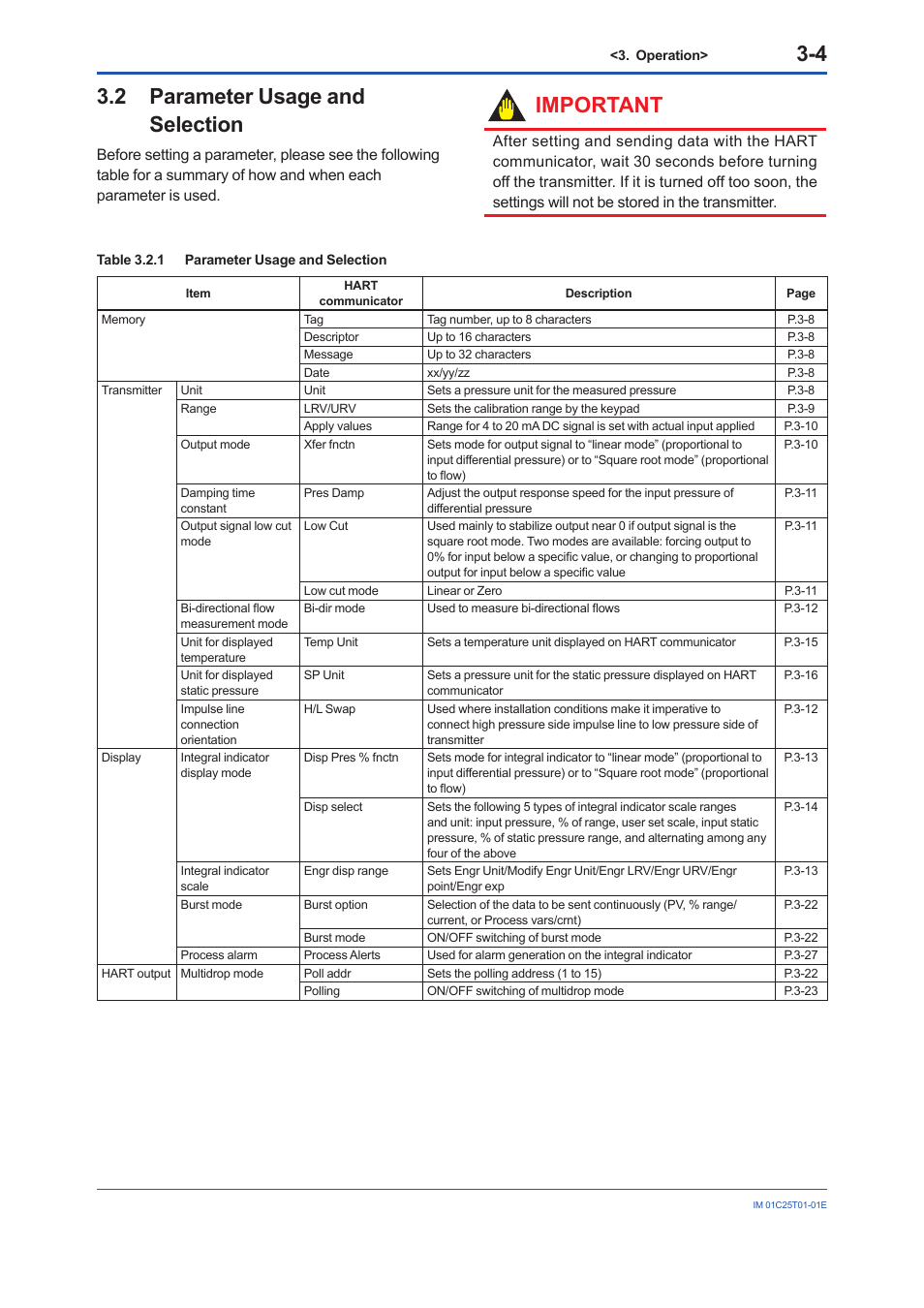 2 parameter usage and selection, Parameter usage and selection -4, Important | Yokogawa EJX440A User Manual | Page 14 / 76