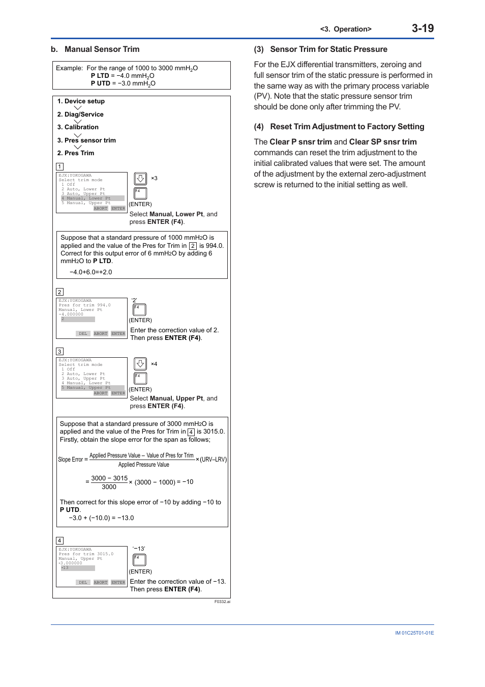 B. manual sensor trim | Yokogawa EJX440A User Manual | Page 29 / 76