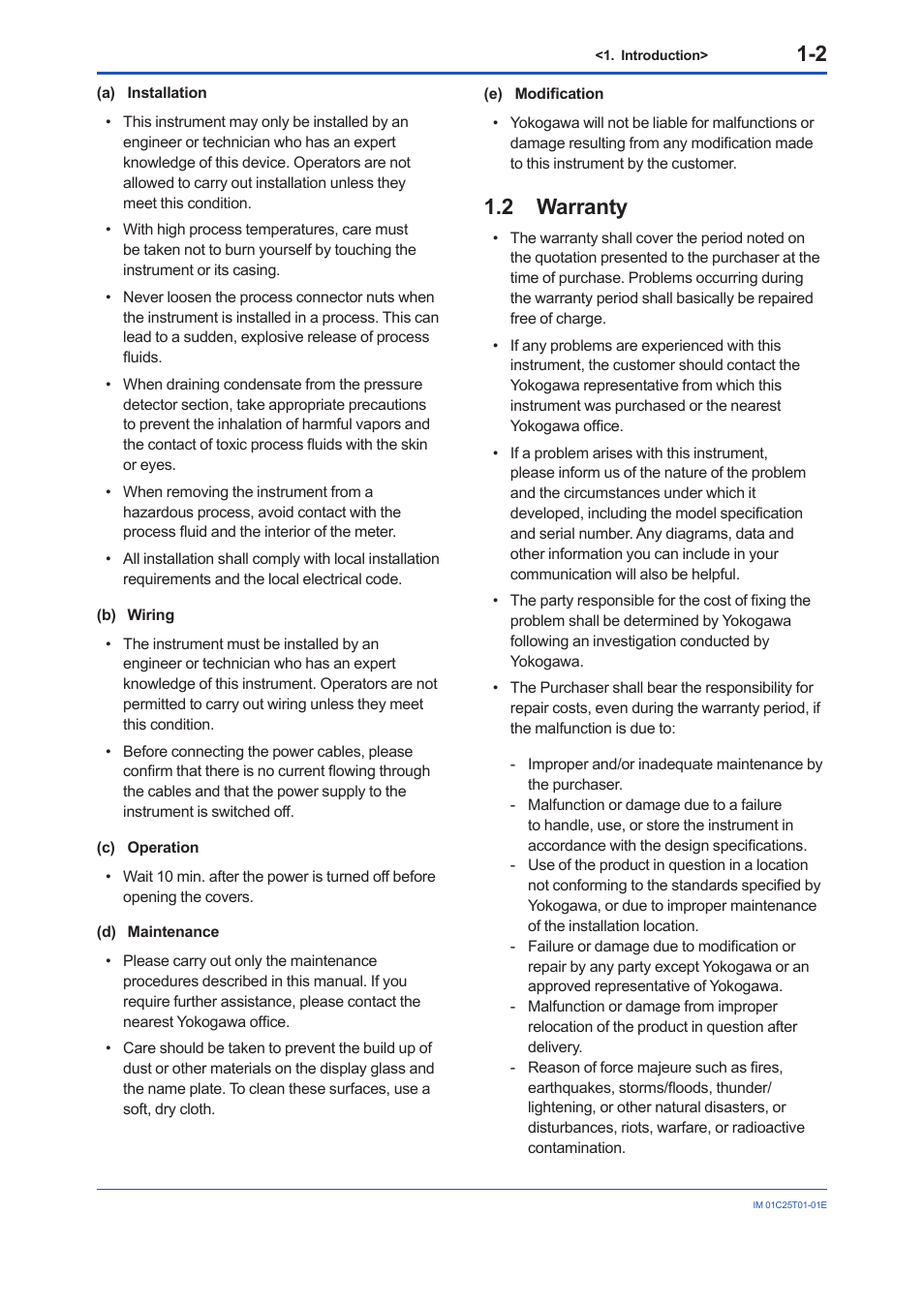 2 warranty, Warranty -2 | Yokogawa EJX440A User Manual | Page 7 / 76