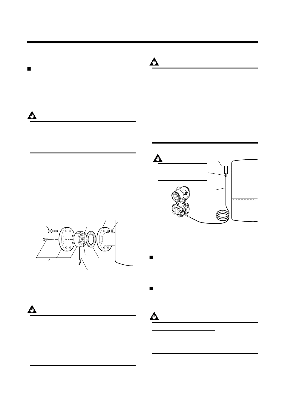 Installation, 1 precautions, 2 mounting the diaphragm seals | 3 transmitter mounting | Yokogawa EJA438 User Manual | Page 19 / 72