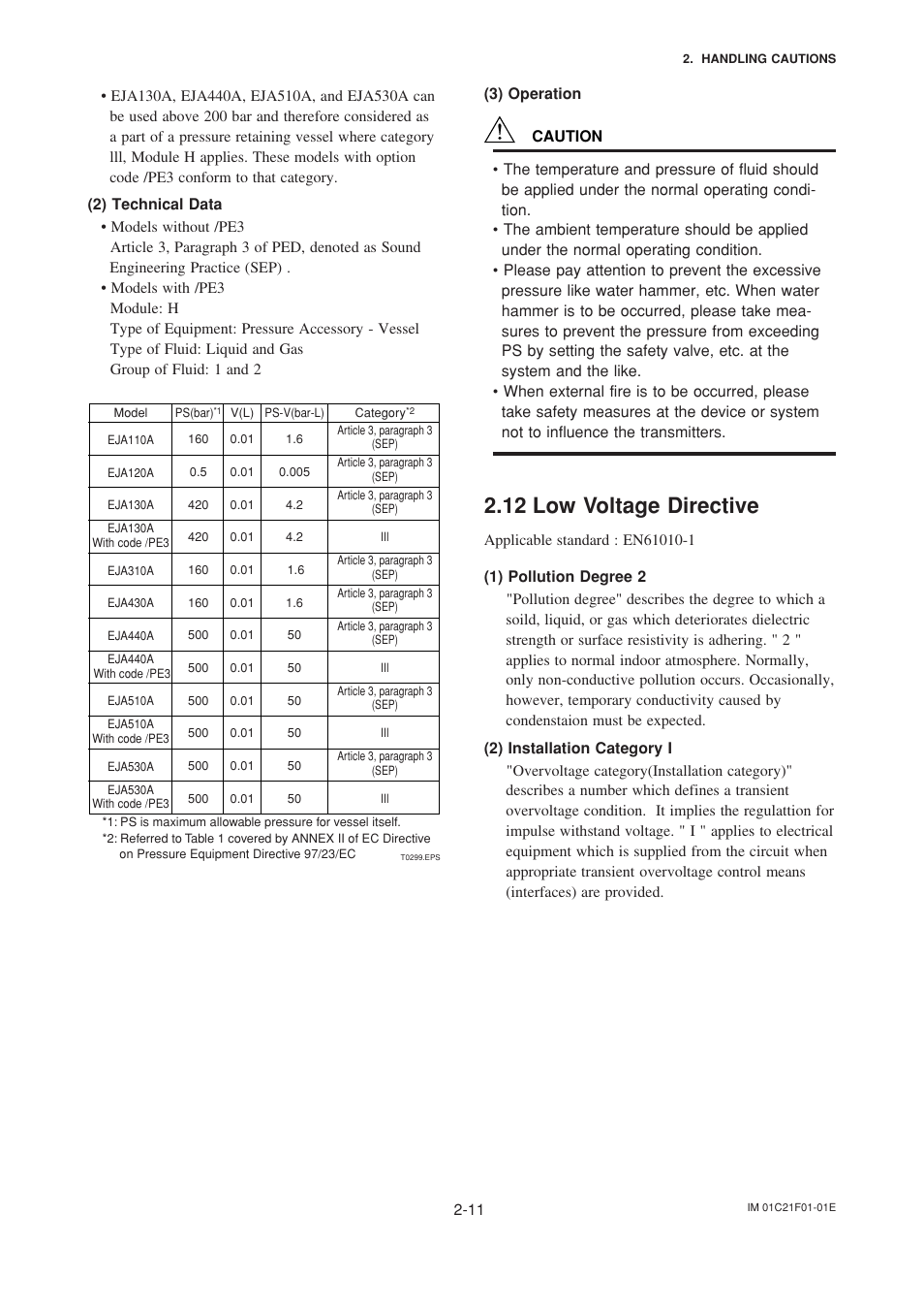 12 low voltage directive, 12 low voltage directive -11 | Yokogawa EJA530A User Manual | Page 19 / 67