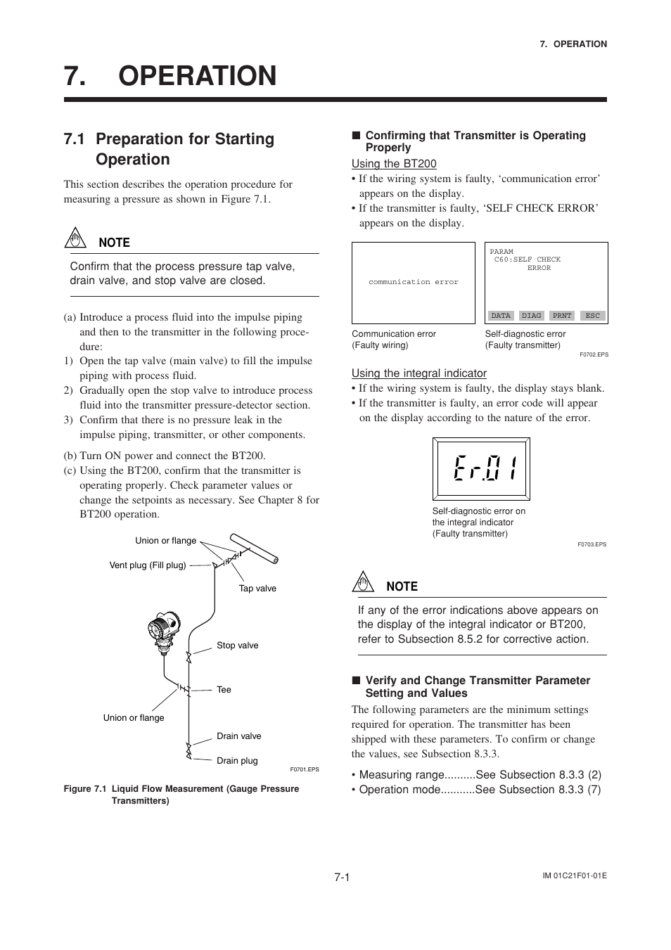 Operation, 1 preparation for starting operation, Operation -1 | Preparation for starting operation -1 | Yokogawa EJA530A User Manual | Page 28 / 67