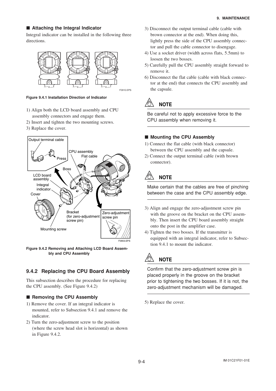 2 replacing the cpu board assembly, Replacing the cpu board assembly -4 | Yokogawa EJA530A User Manual | Page 53 / 67