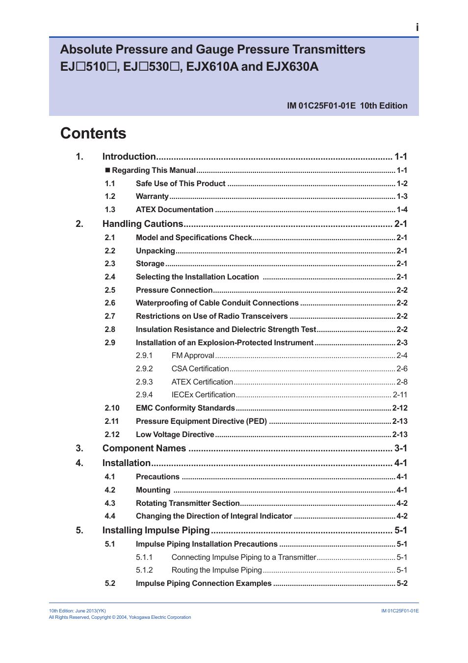 Yokogawa EJA530E User Manual | Page 2 / 52