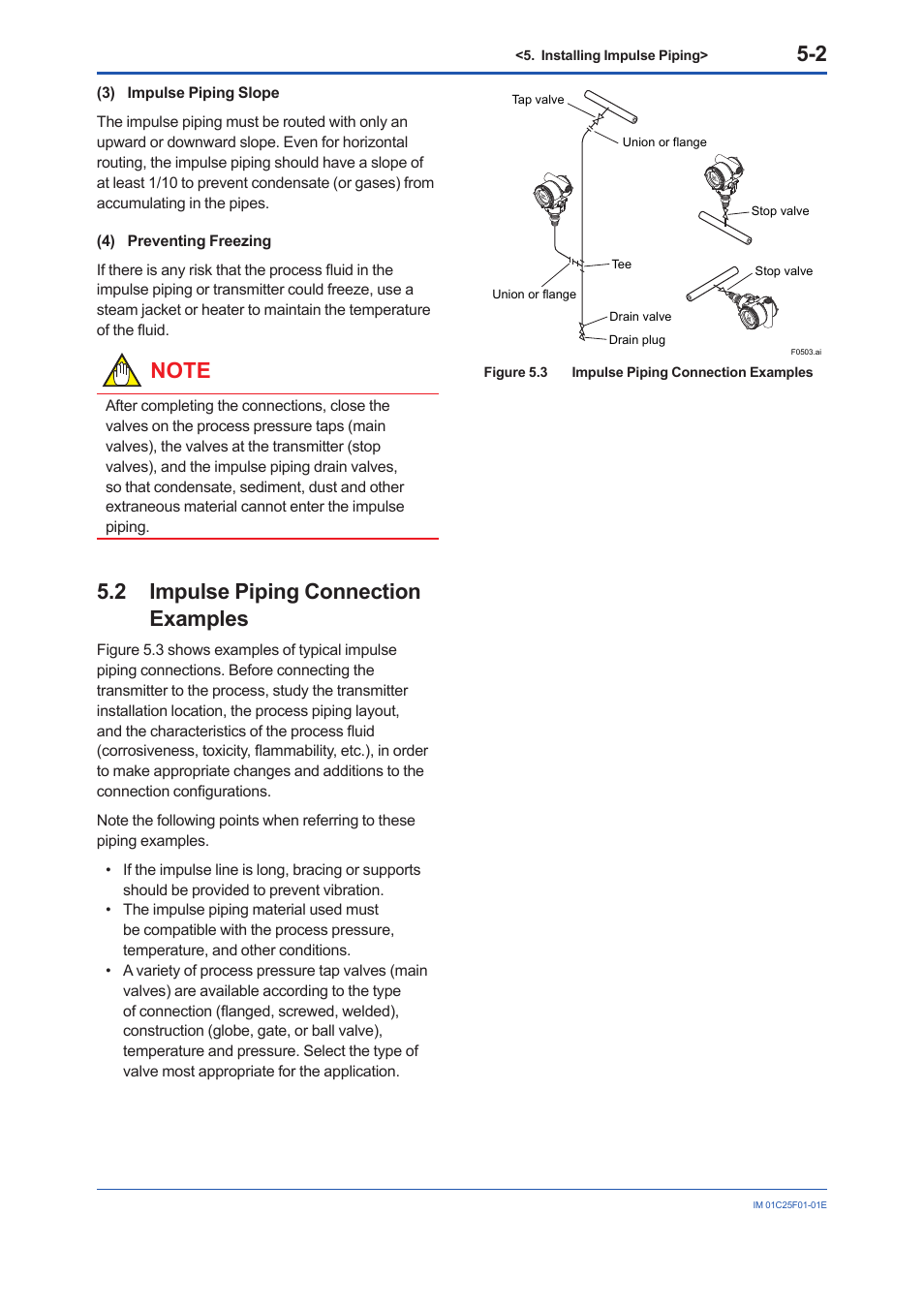 2 impulse piping connection examples, Impulse piping connection examples -2 | Yokogawa EJA530E User Manual | Page 25 / 52