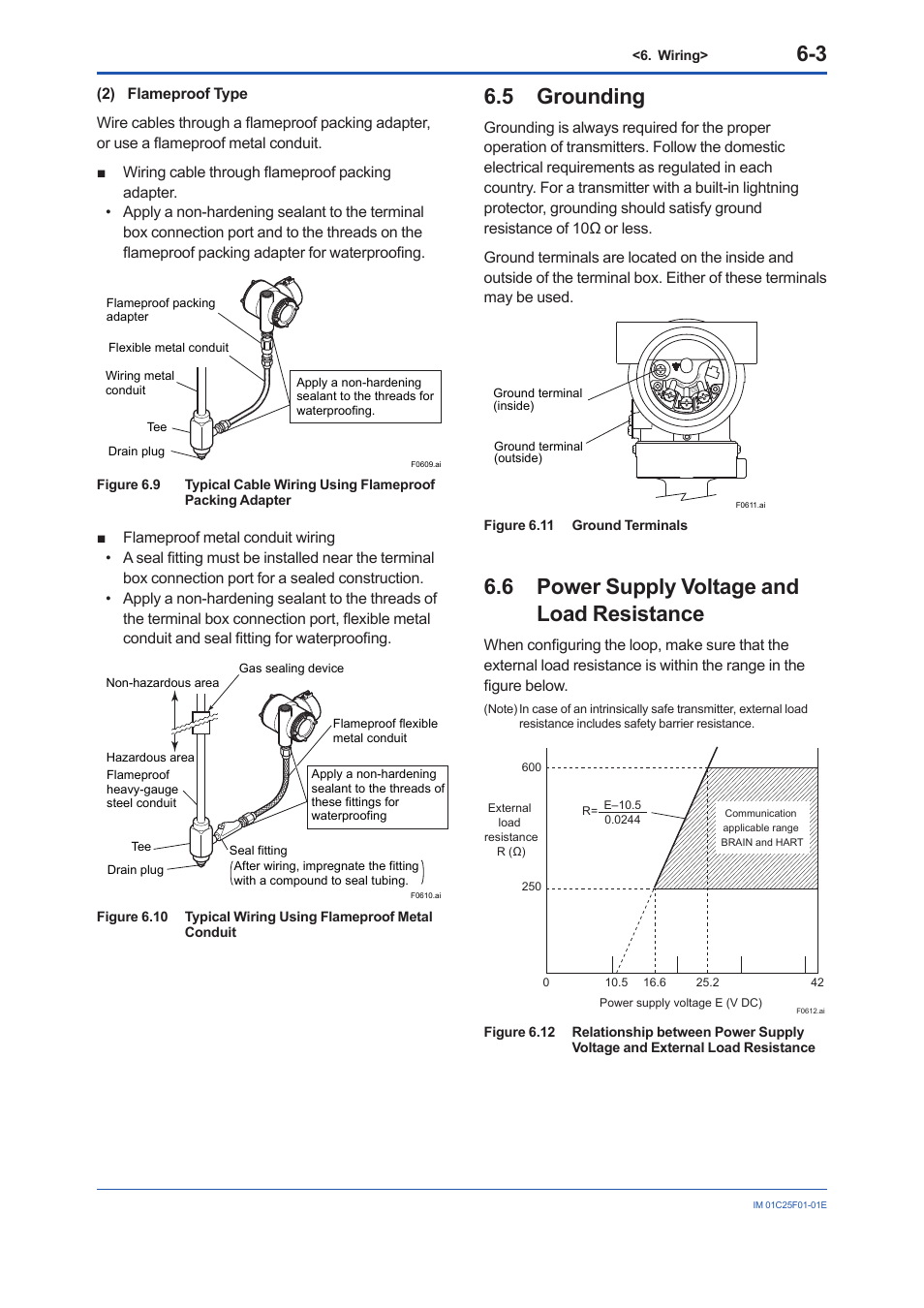 5 grounding, 6 power supply voltage and load resistance, Grounding -3 | Power supply voltage and load resistance -3 | Yokogawa EJA530E User Manual | Page 28 / 52