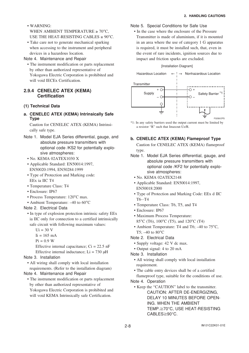 4 cenelec atex (kema) certification, Cenelec atex (kema) certification -8 | Yokogawa EJA115 User Manual | Page 16 / 85