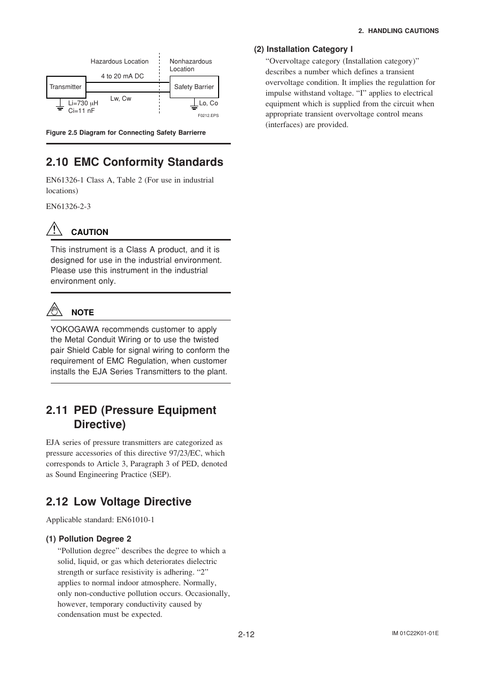 10 emc conformity standards, 11 ped (pressure equipment directive), 12 low voltage directive | Yokogawa EJA115 User Manual | Page 20 / 85