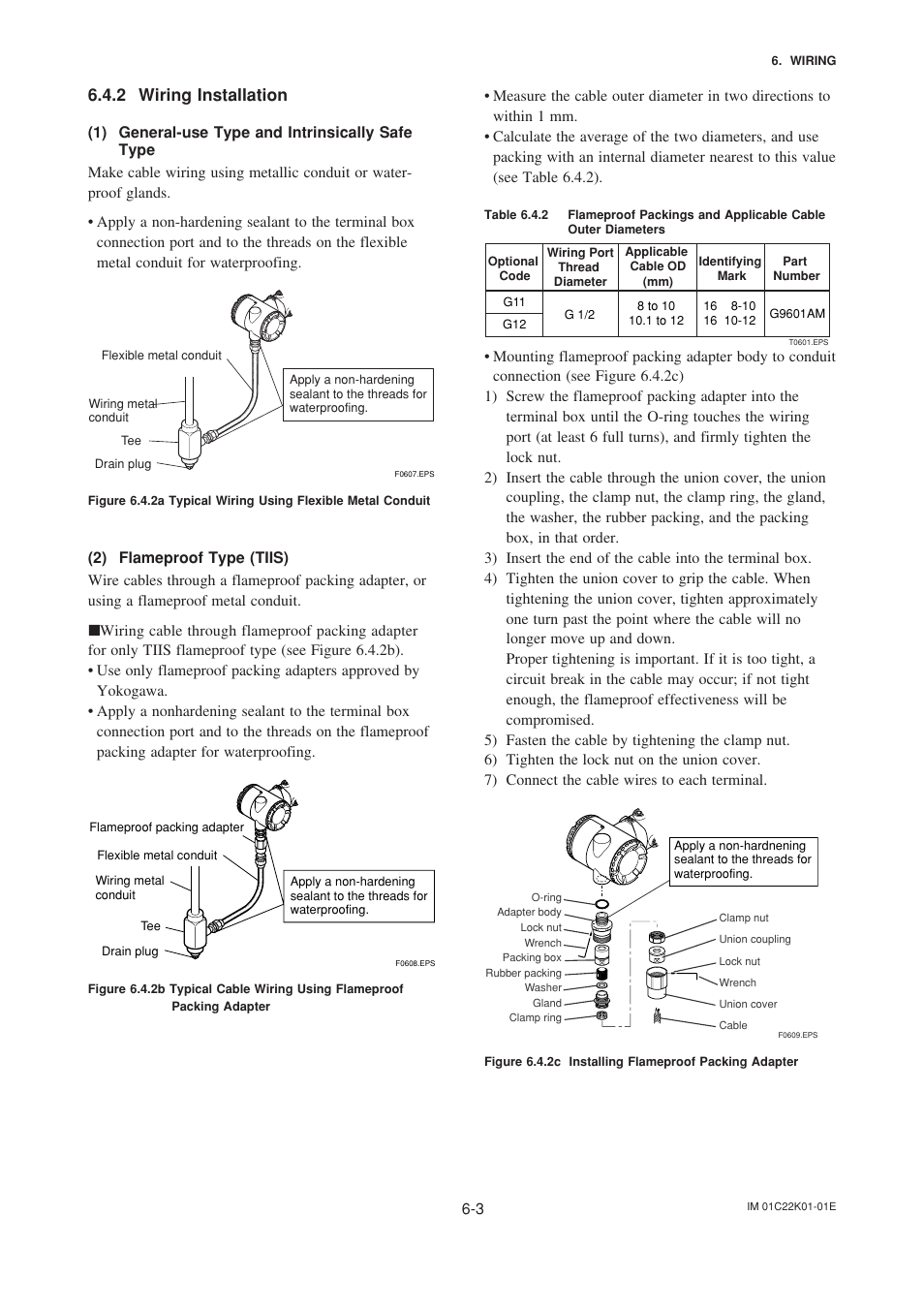 2 wiring installation, 1) general-use type and intrinsically safe type, 2) flameproof type (tiis) | Wiring installation -3, General-use type and intrinsically safe type -3, Flameproof type (tiis) -3 | Yokogawa EJA115 User Manual | Page 29 / 85