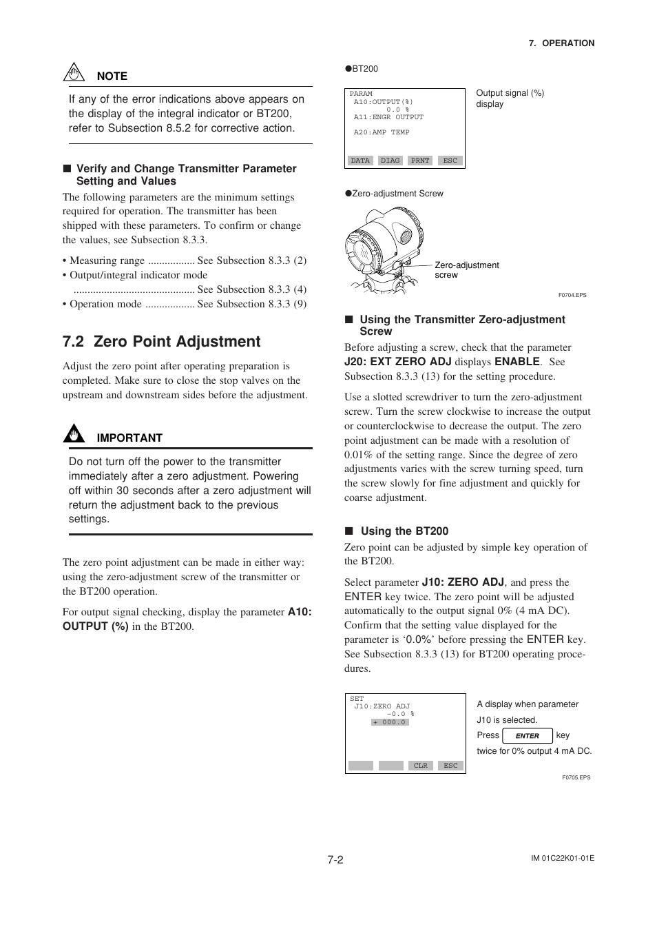 2 zero point adjustment, Zero point adjustment -2 | Yokogawa EJA115 User Manual | Page 32 / 85
