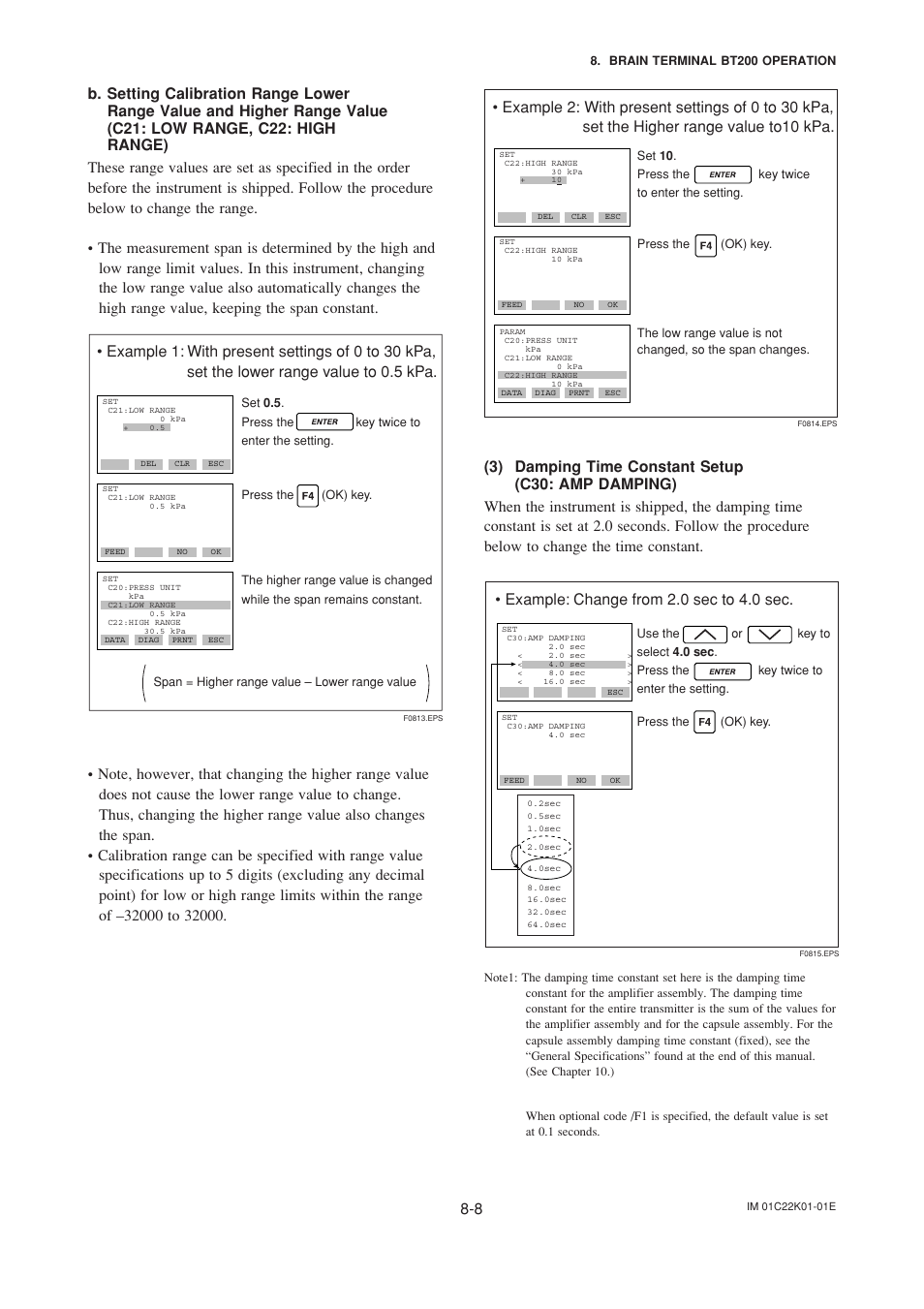 3) damping time constant setup, Damping time constant setup -8 | Yokogawa EJA115 User Manual | Page 46 / 85