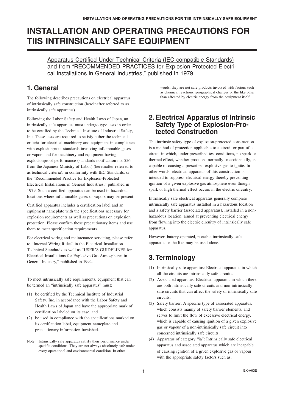 Nstallation and operating precautions for, General, Terminology | Yokogawa EJA115 User Manual | Page 72 / 85