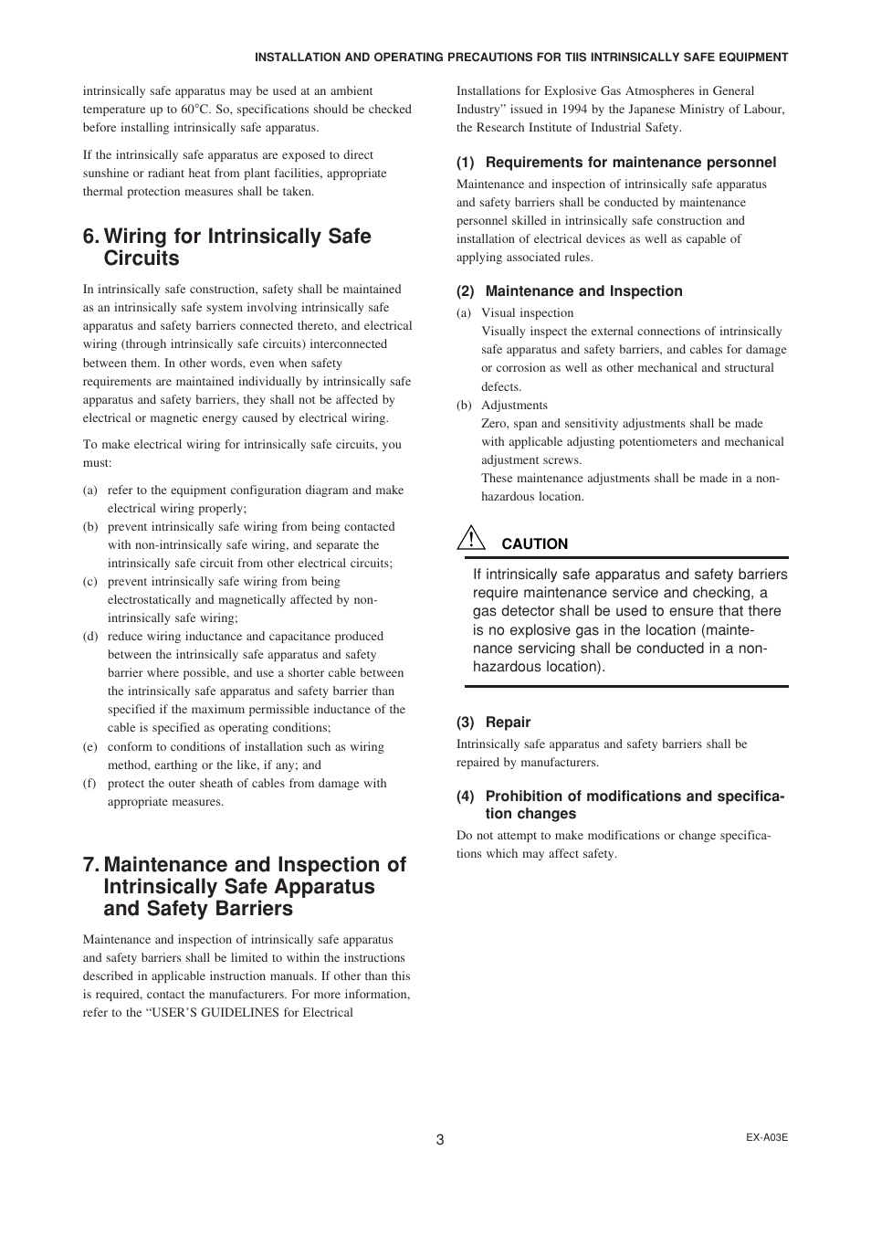 Wiring for intrinsically safe circuits | Yokogawa EJA115 User Manual | Page 74 / 85