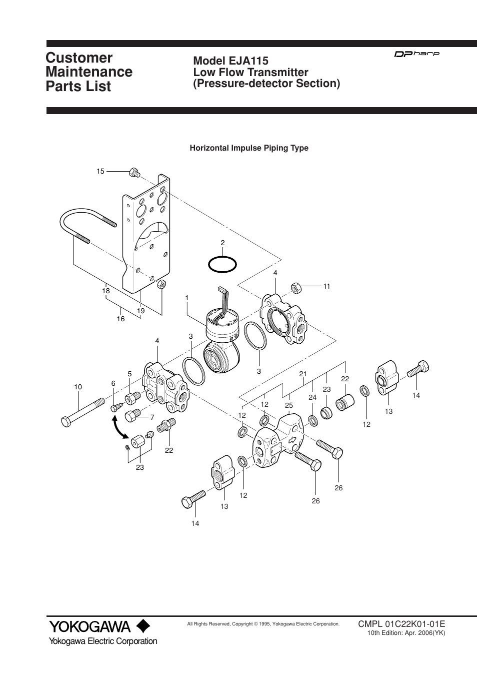 Model eja115 low flow transmitter, Customer maintenance parts list | Yokogawa EJA115 User Manual | Page 79 / 85