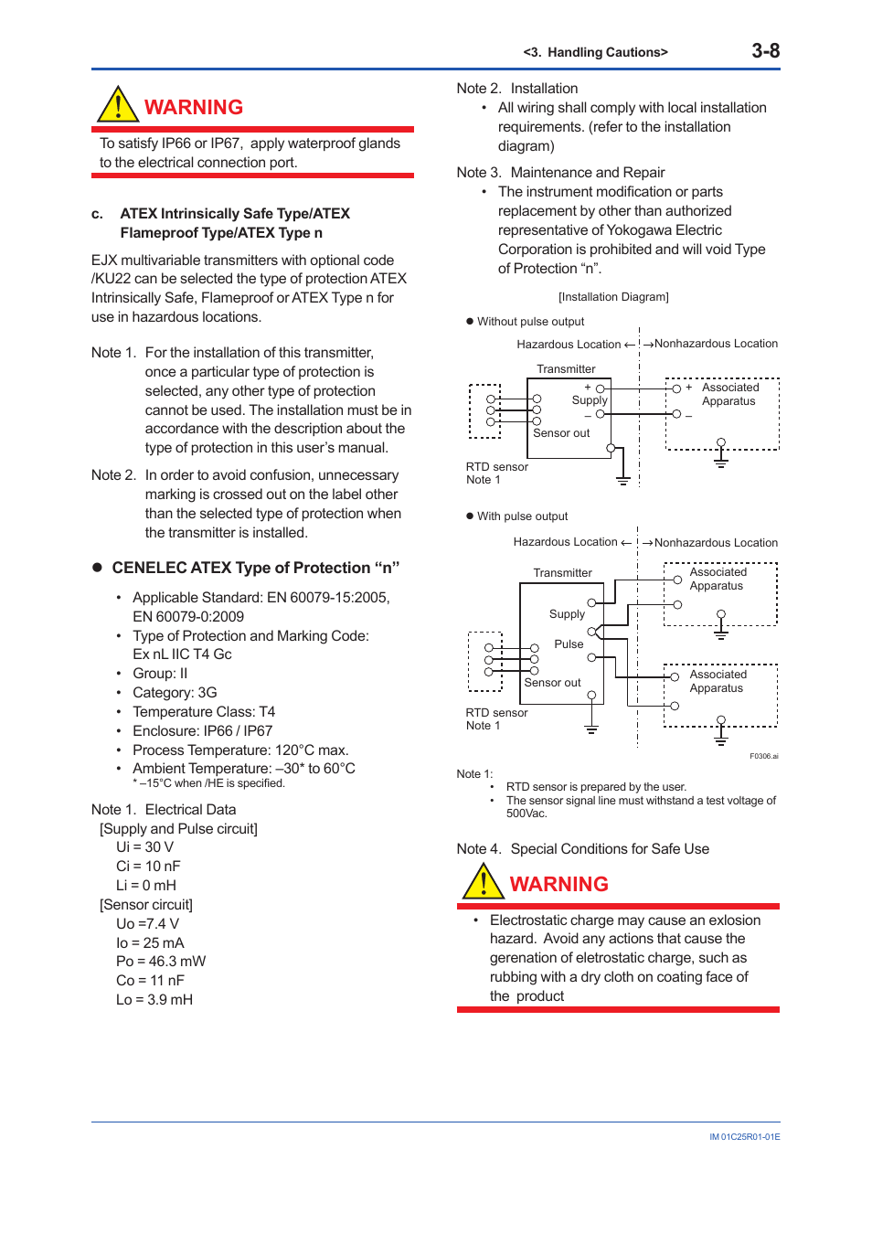 Warning | Yokogawa EJX930A User Manual | Page 25 / 83