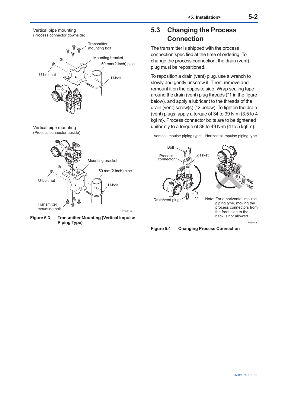3 changing the process connection, Changing the process connection -2 | Yokogawa EJX930A User Manual | Page 31 / 83