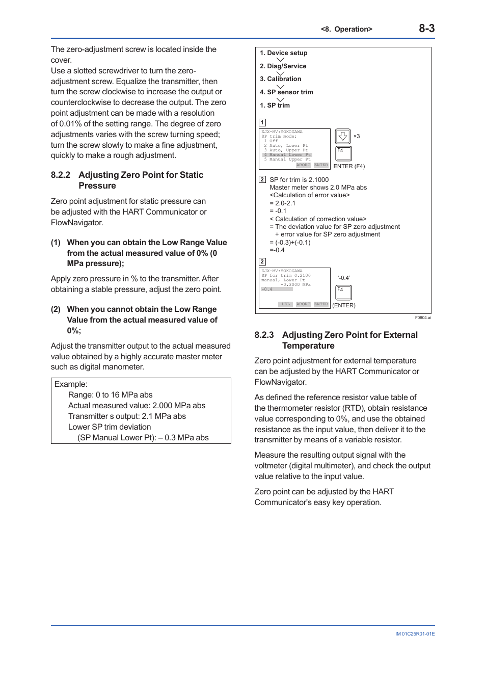 2 adjusting zero point for static pressure, 3 adjusting zero point for external temperature, Adjusting zero point for static pressure -3 | Adjusting zero point for external temperature -3 | Yokogawa EJX930A User Manual | Page 50 / 83