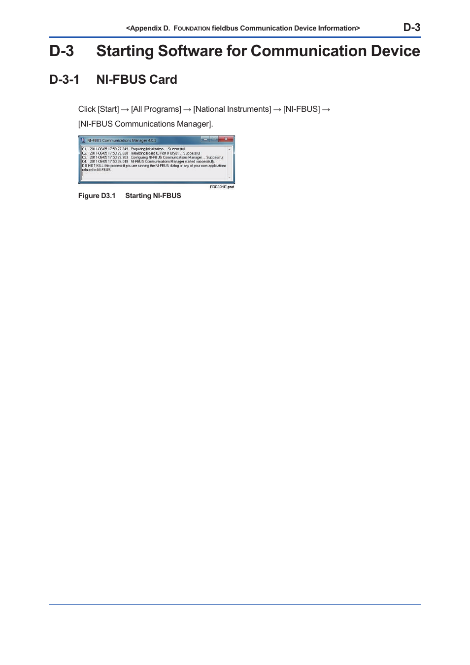 D-3 starting software for communication device, D-3-1 ni-fbus card | Yokogawa EJX930A User Manual | Page 162 / 163