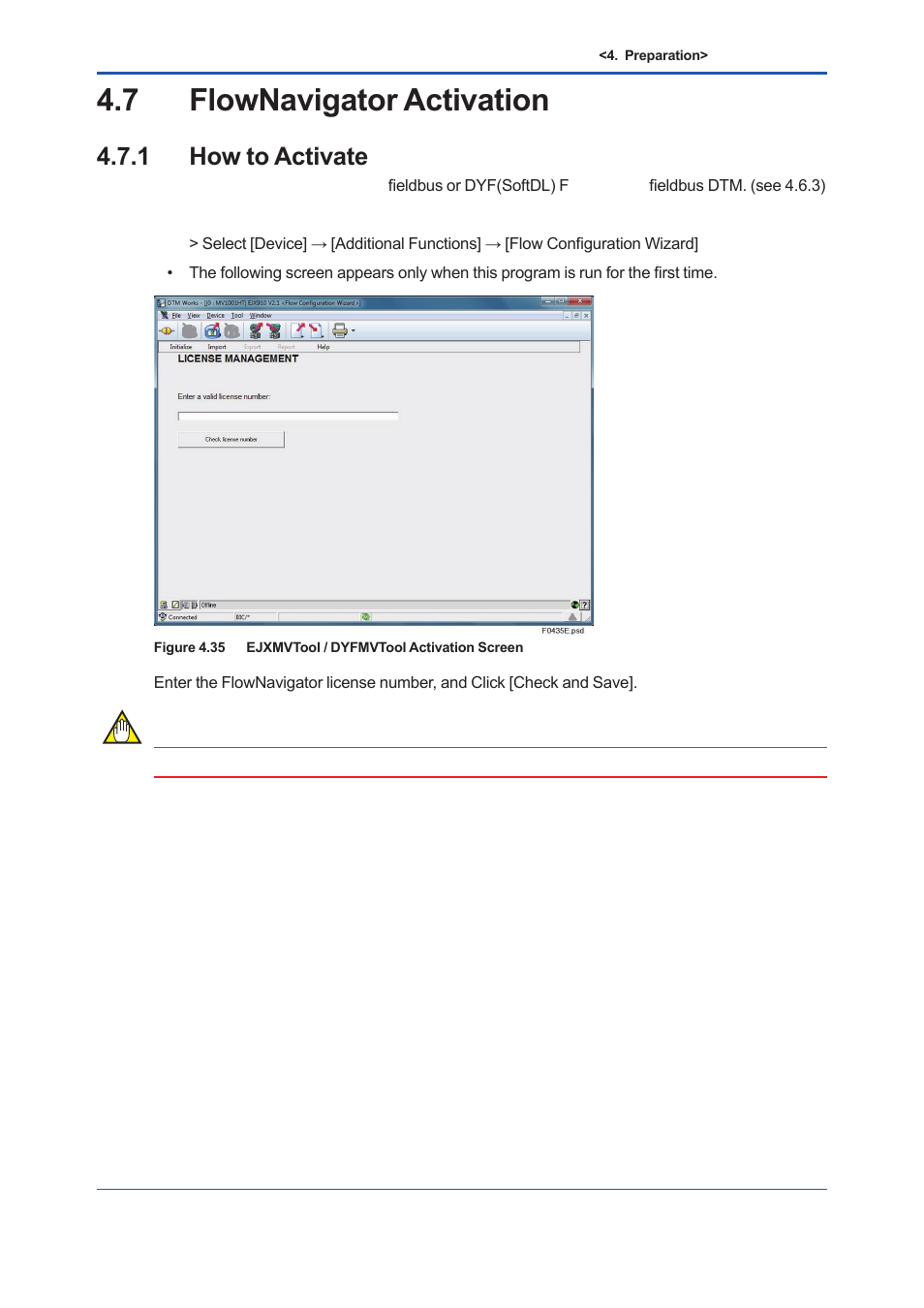 7 flownavigator activation, 1 how to activate, Flownavigator activation -32 4.7.1 | How to activate -32 | Yokogawa EJX930A User Manual | Page 61 / 163