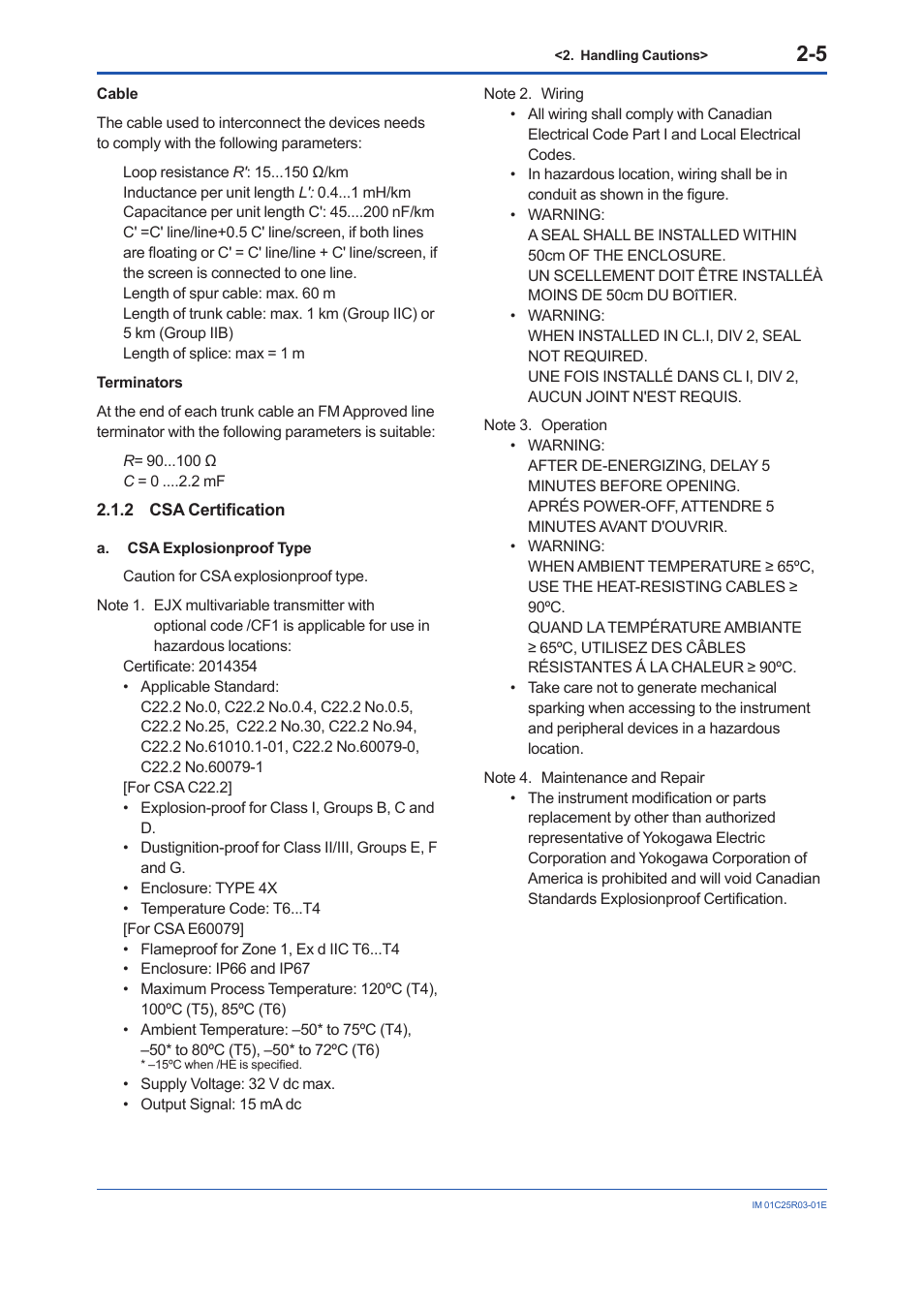 2 csa certification, Csa certification -5 | Yokogawa EJX930A User Manual | Page 16 / 175