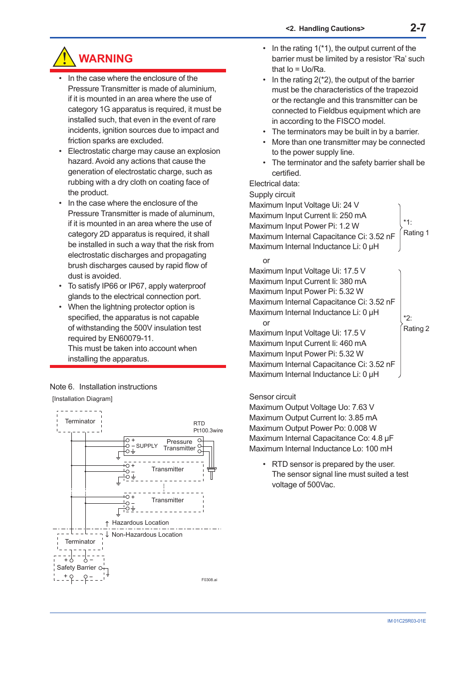 Warning | Yokogawa EJX930A User Manual | Page 18 / 175