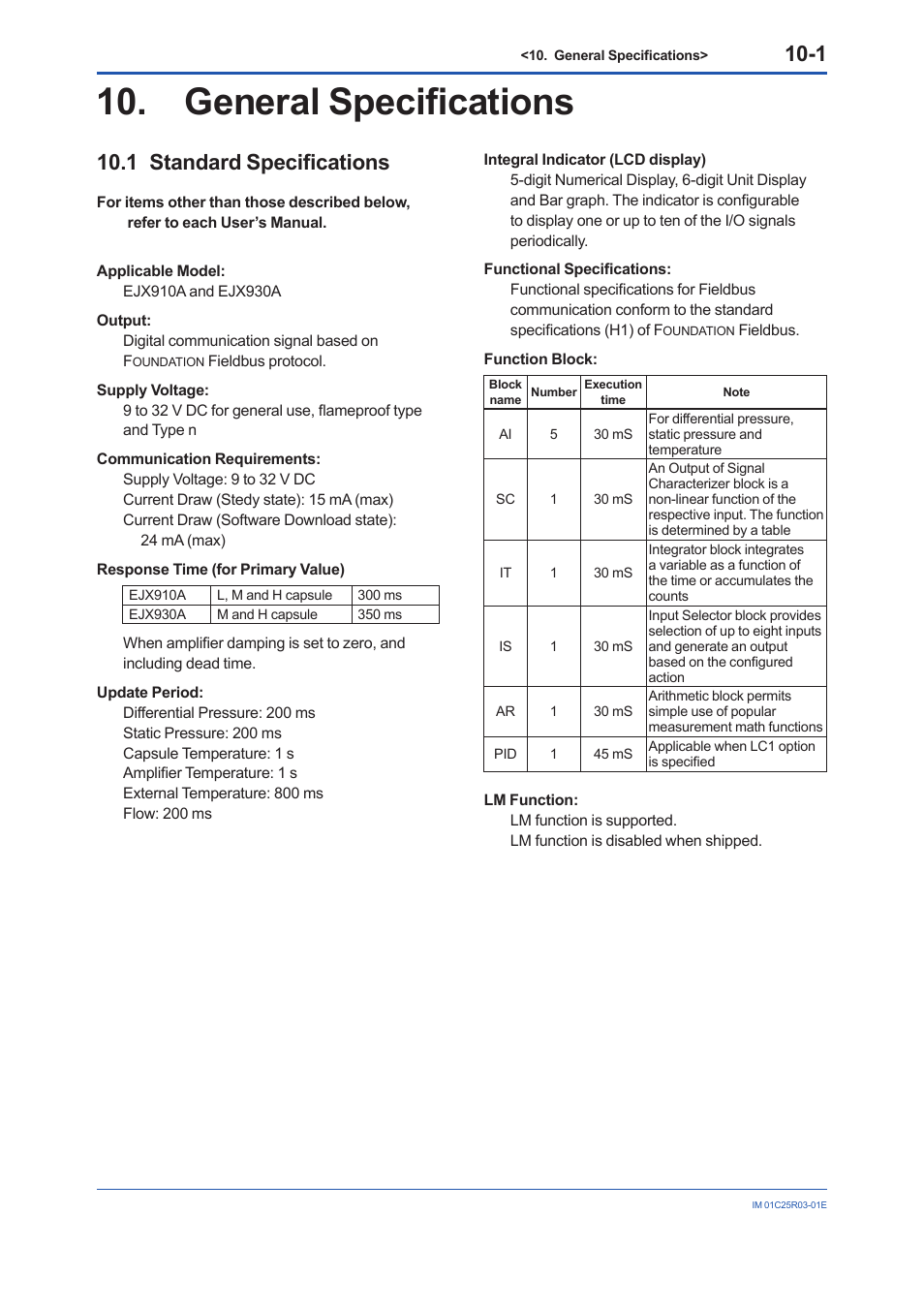 General specifications, 1 standard specifications, General specifications -1 | Standard specifications -1 | Yokogawa EJX930A User Manual | Page 82 / 175