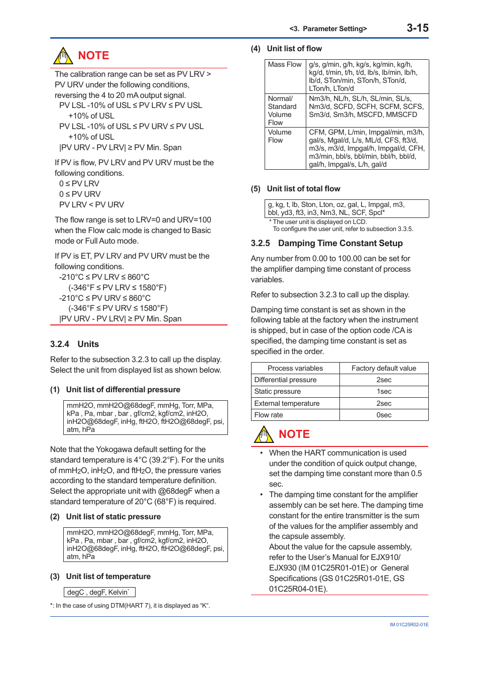 4 units, 5 damping time constant setup, Units -15 | Damping time constant setup -15 | Yokogawa EJX930A User Manual | Page 26 / 103