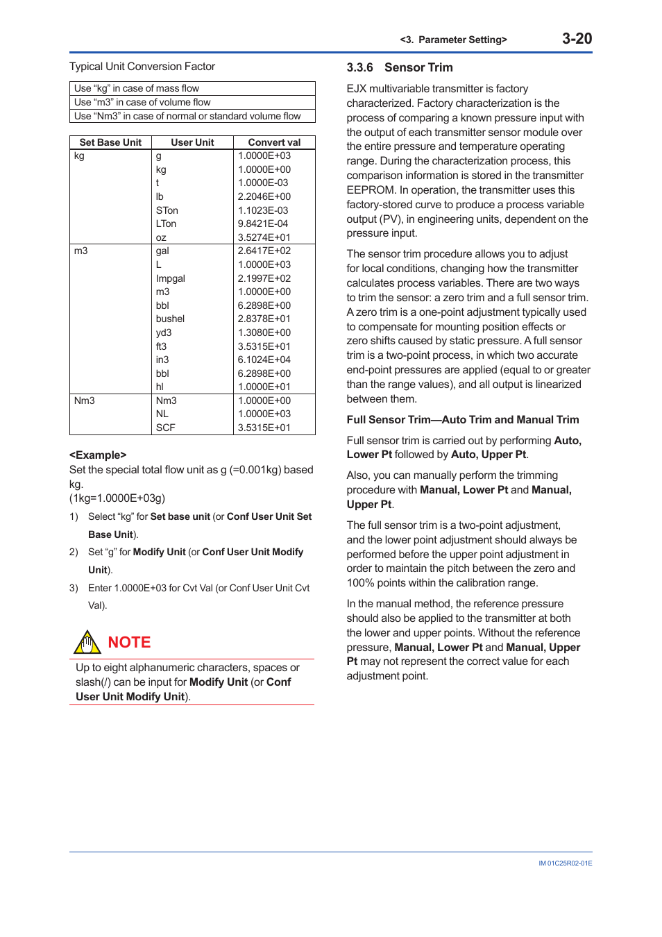 6 sensor trim, Sensor trim -20 | Yokogawa EJX930A User Manual | Page 31 / 103