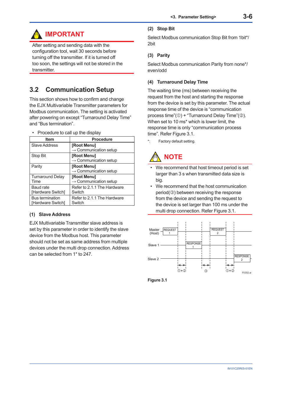 2 communication setup, Communication setup -6, Important | Yokogawa EJX930A User Manual | Page 16 / 55