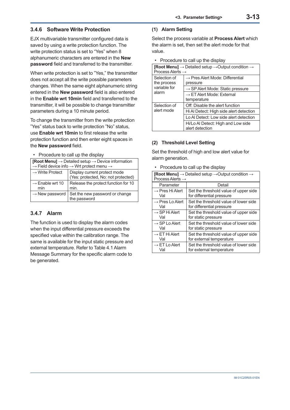 6 software write protection, 7 alarm, Software write protection -13 | Alarm -13 | Yokogawa EJX930A User Manual | Page 23 / 55