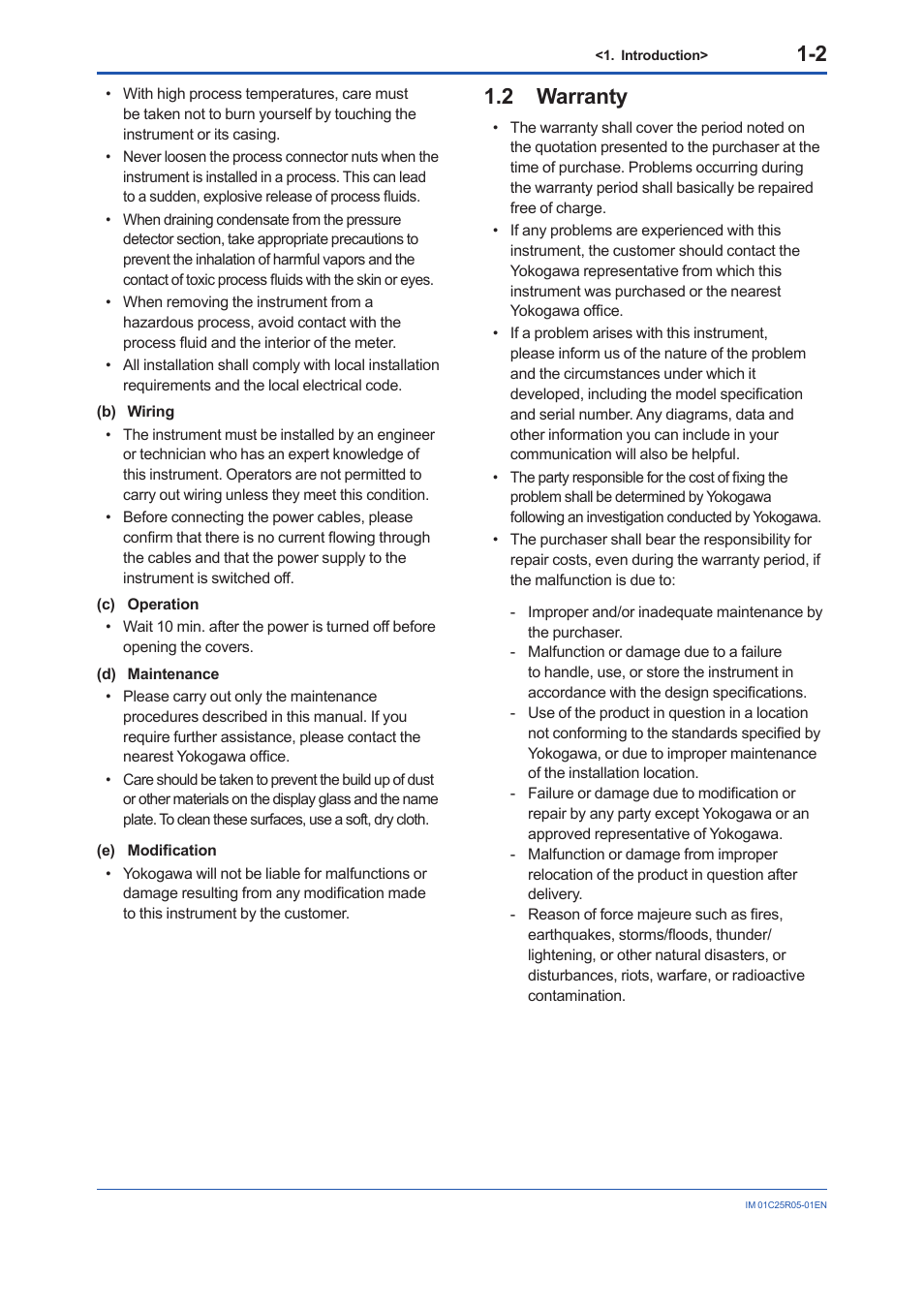 2 warranty, Warranty -2 | Yokogawa EJX930A User Manual | Page 5 / 55