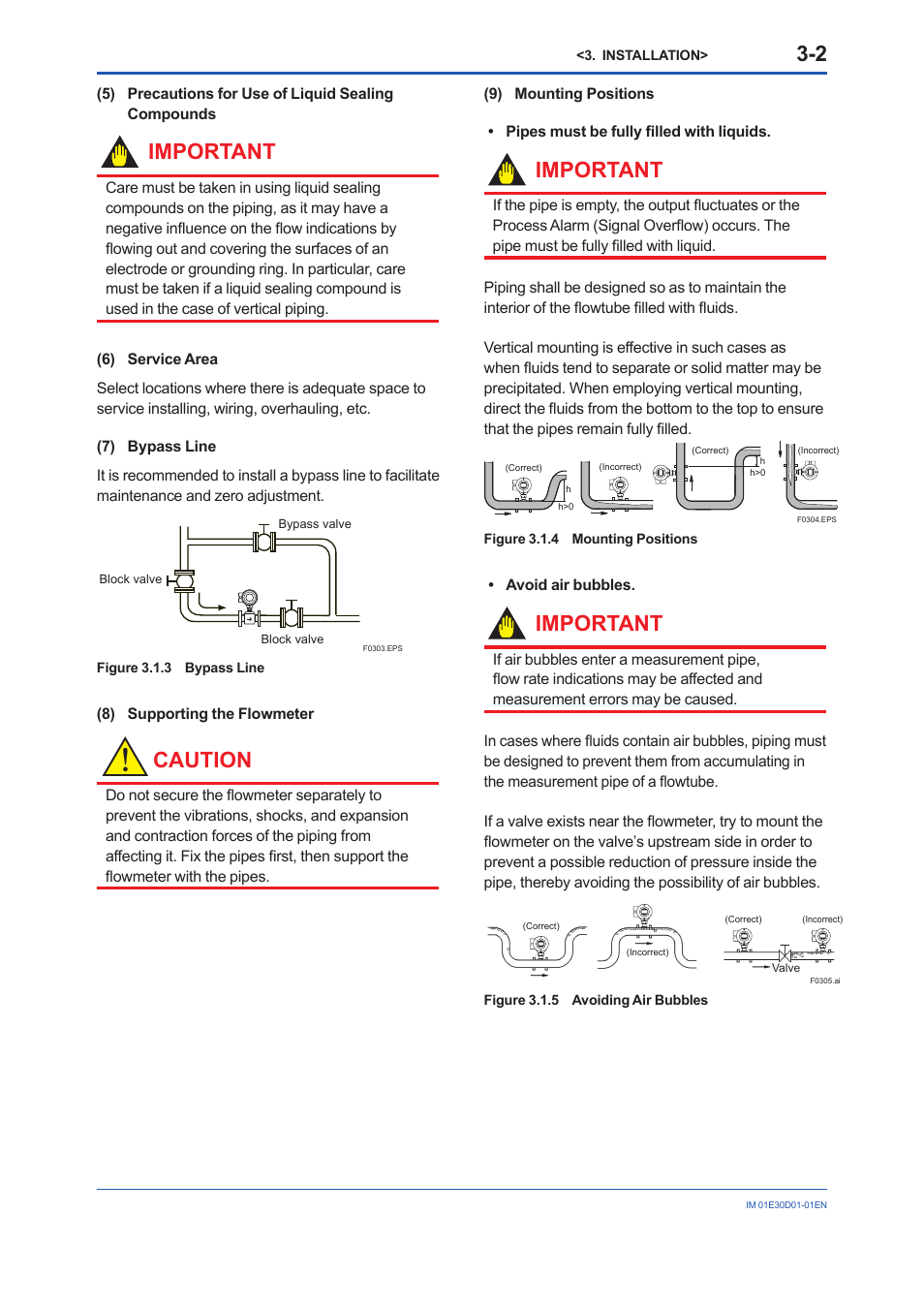 Important, Caution | Yokogawa ADMAG AXR User Manual | Page 14 / 194