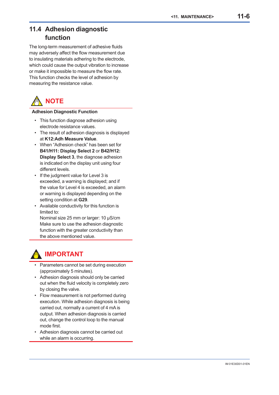 4 adhesion diagnosticfunction, Adhesion diagnostic function -6, 4 adhesion diagnostic function | Important | Yokogawa ADMAG AXR User Manual | Page 146 / 194
