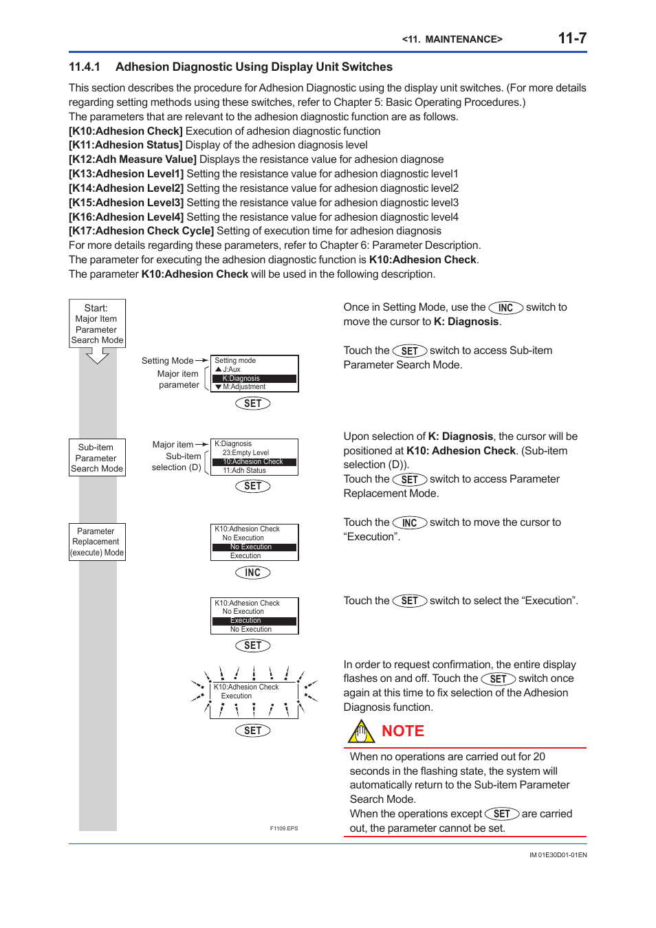 1 adhesion diagnostic using display unit switches, Adhesion diagnostic using display unit switches -7 | Yokogawa ADMAG AXR User Manual | Page 147 / 194