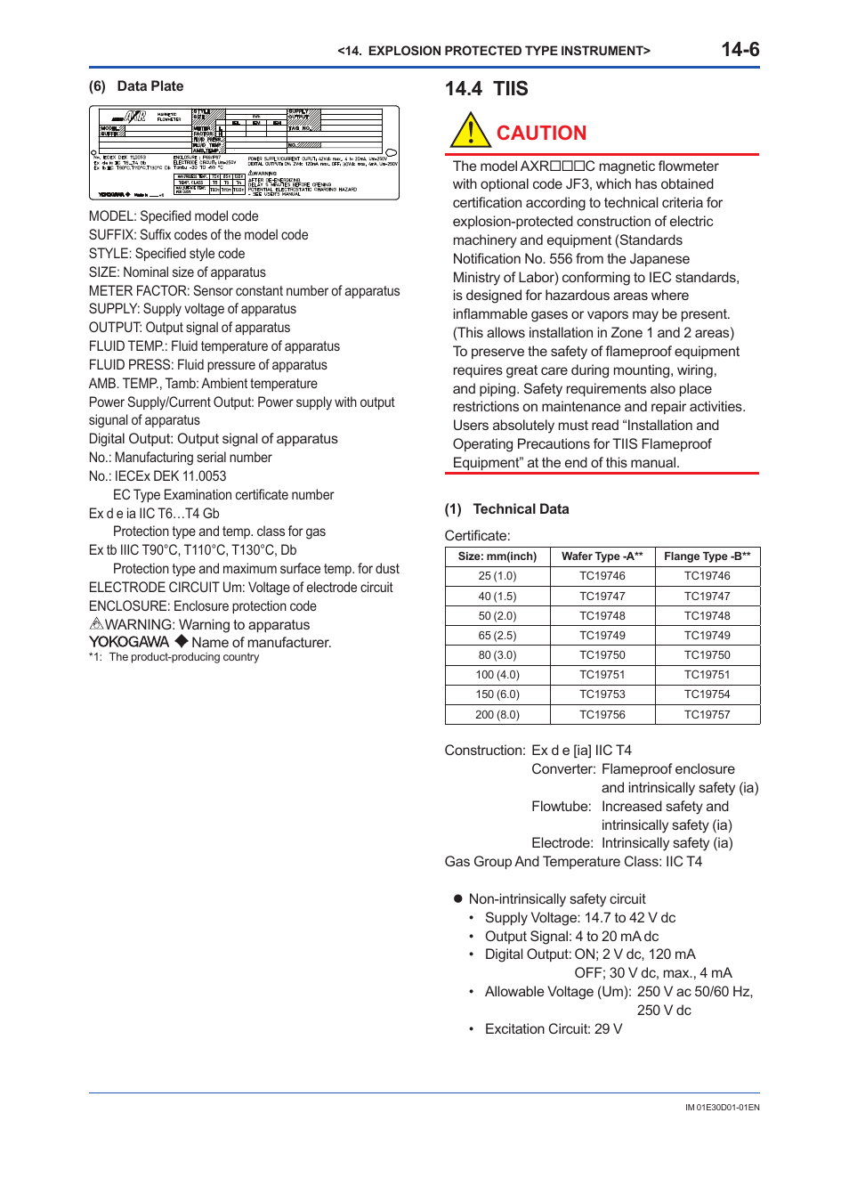 4 tiis, Tiis -6, 4 tiis caution | Yokogawa ADMAG AXR User Manual | Page 183 / 194
