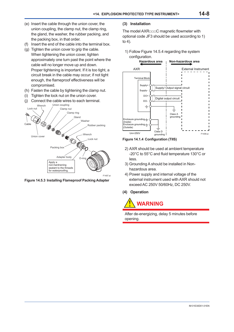 Warning | Yokogawa ADMAG AXR User Manual | Page 185 / 194