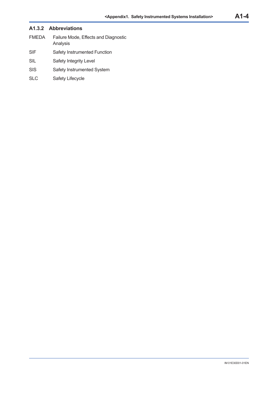 A1.3.2 abbreviations, A1.3.2, A1-4 | Yokogawa ADMAG AXR User Manual | Page 189 / 194