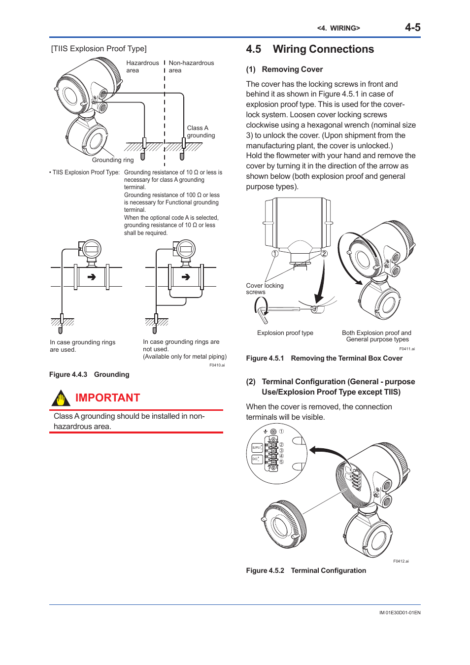 5 wiring connections, Wiring connections -5, Important | Yokogawa ADMAG AXR User Manual | Page 29 / 194
