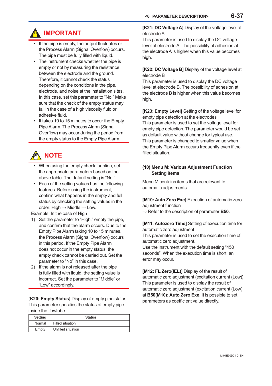 Important | Yokogawa ADMAG AXR User Manual | Page 85 / 194