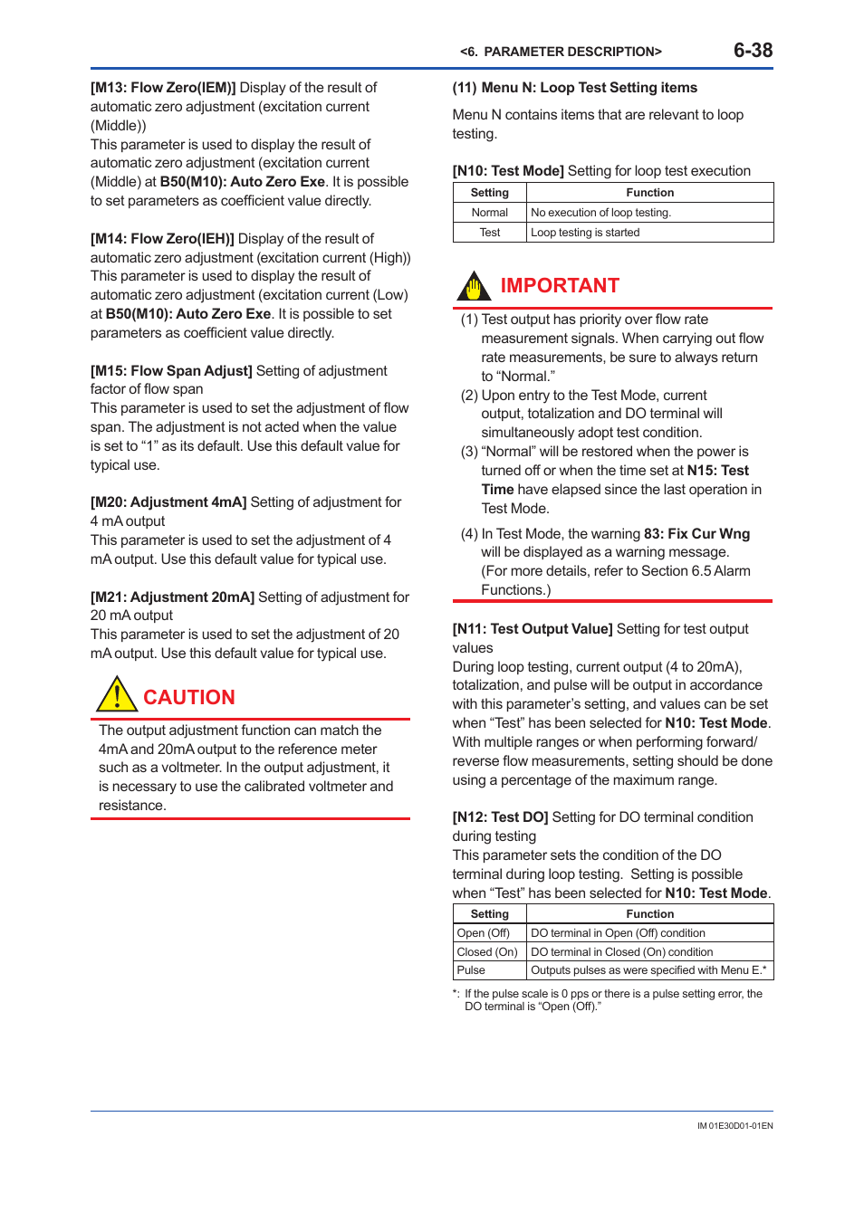 Caution, Important | Yokogawa ADMAG AXR User Manual | Page 86 / 194