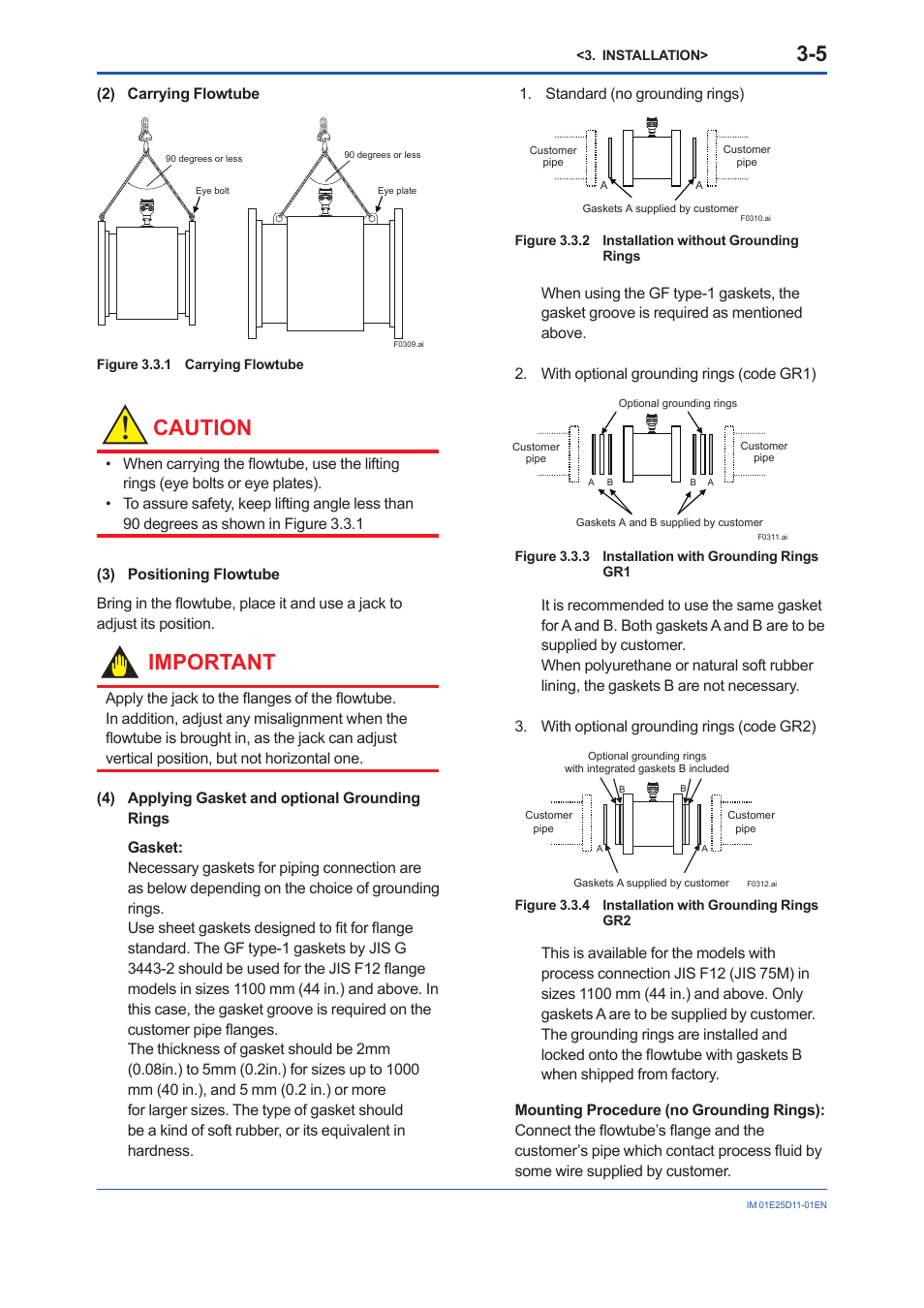 Caution, Important | Yokogawa ADMAG AXW User Manual | Page 14 / 52