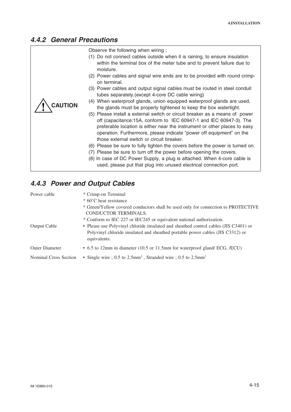 2 general precautions, 3 power and output cables | Yokogawa ADMAG CA User Manual | Page 3 / 10