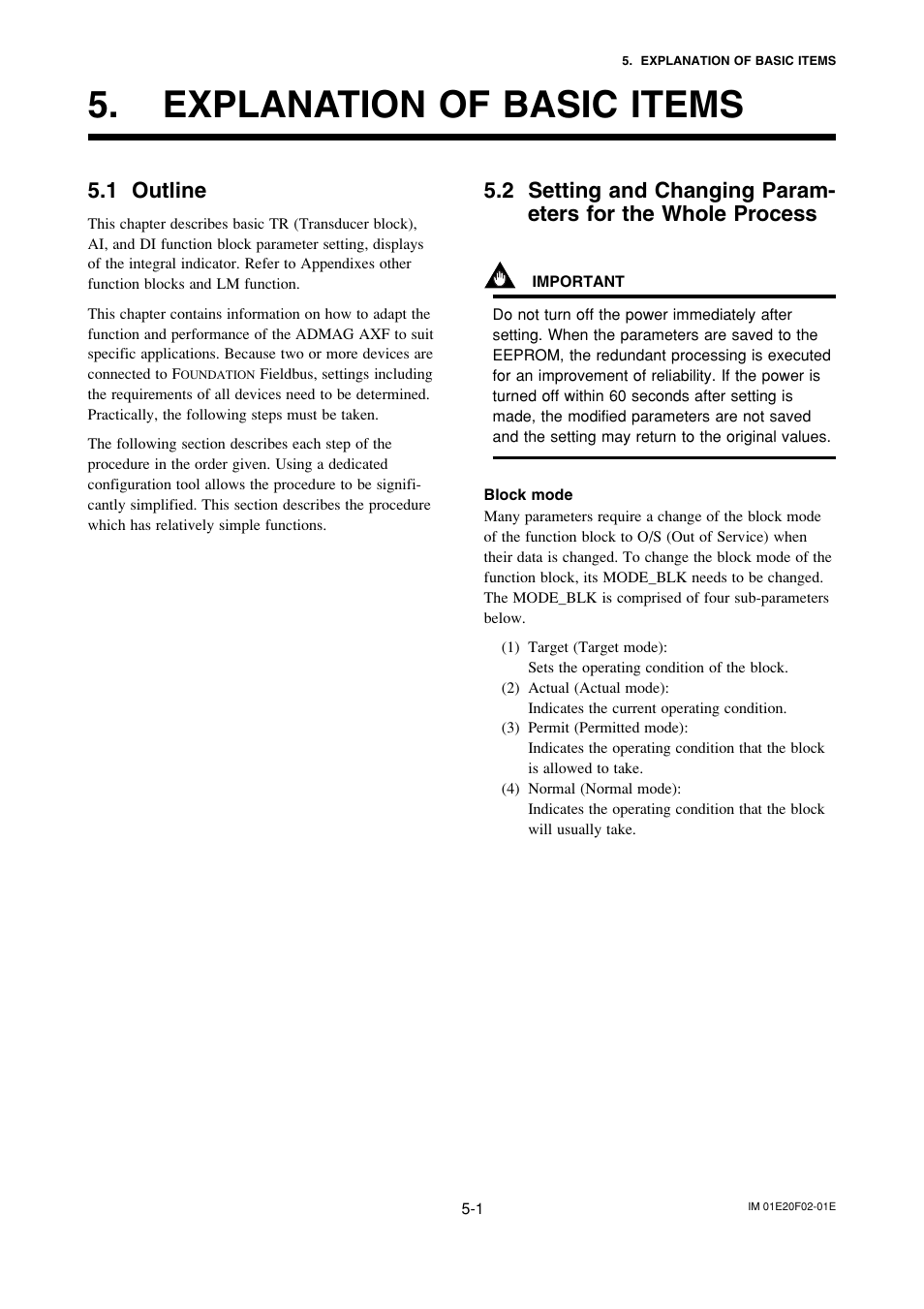 Explanation of basic items, 1 outline, Explanation of basic items -1 | Outline -1 | Yokogawa AXFA14G/C User Manual | Page 26 / 109