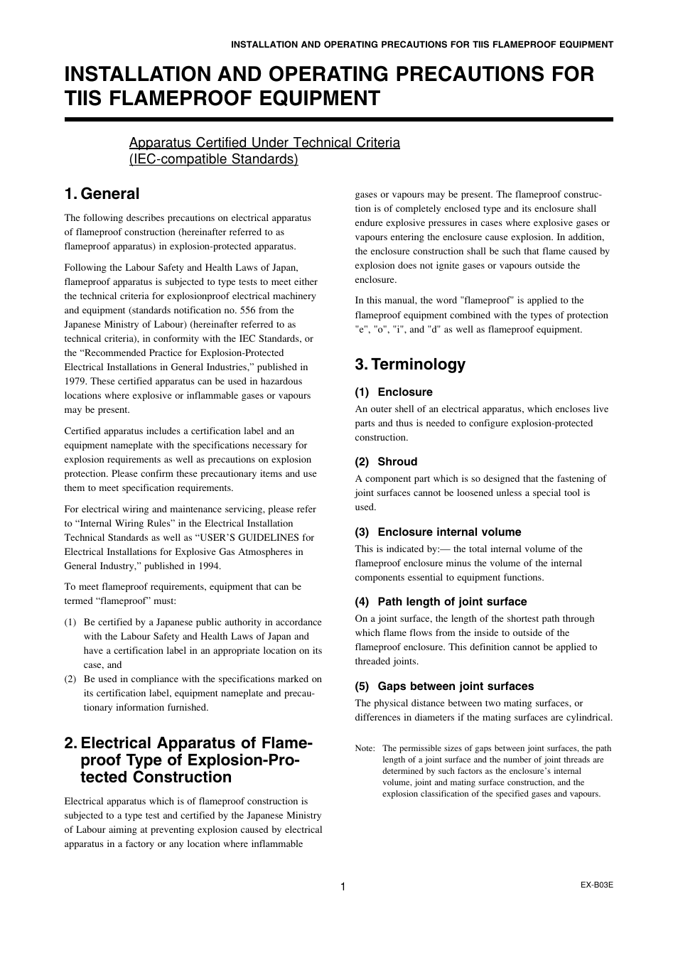 General, Terminology, Electrical apparatus of flameproof type of | Explosion-protected construction | Yokogawa ADMAG AXF User Manual | Page 127 / 133