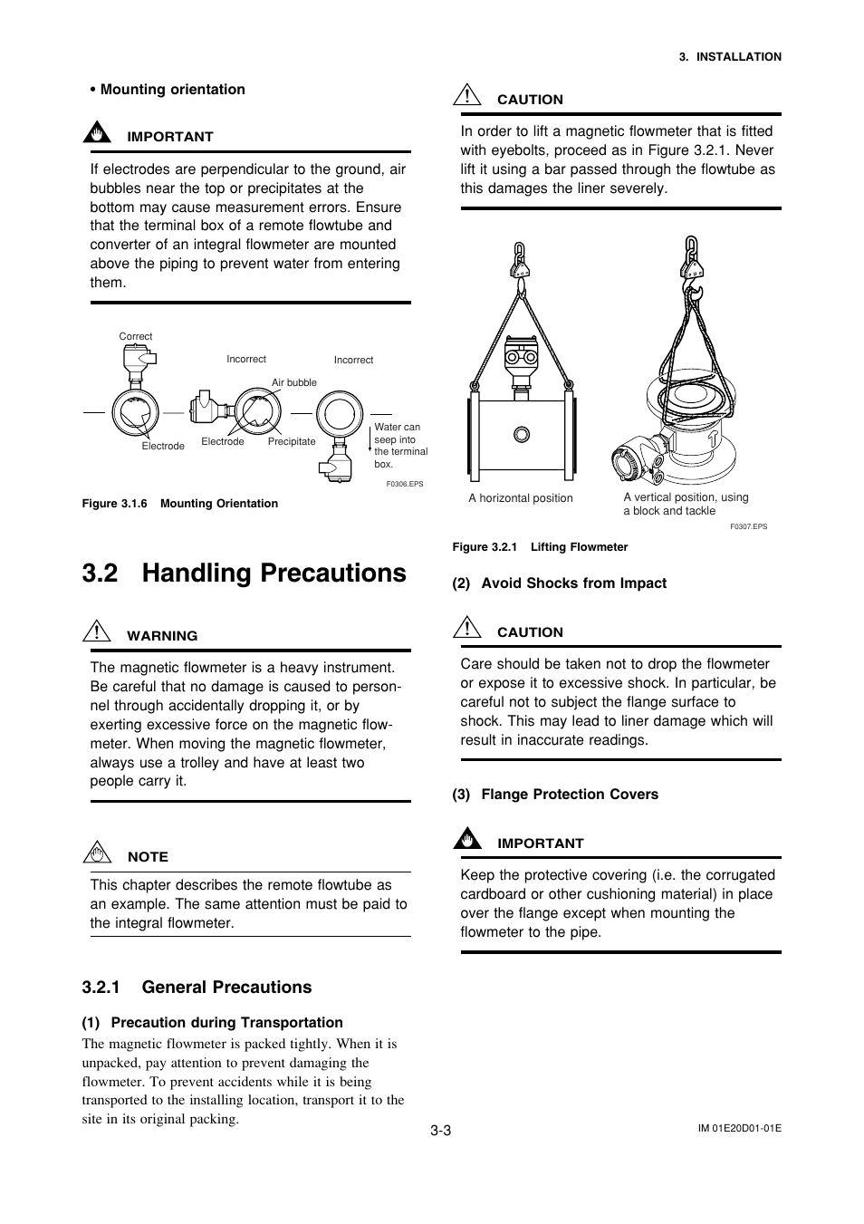2 handling precautions, 1 general precautions, Handling precautions -3 | General precautions -3 | Yokogawa ADMAG AXF User Manual | Page 13 / 133