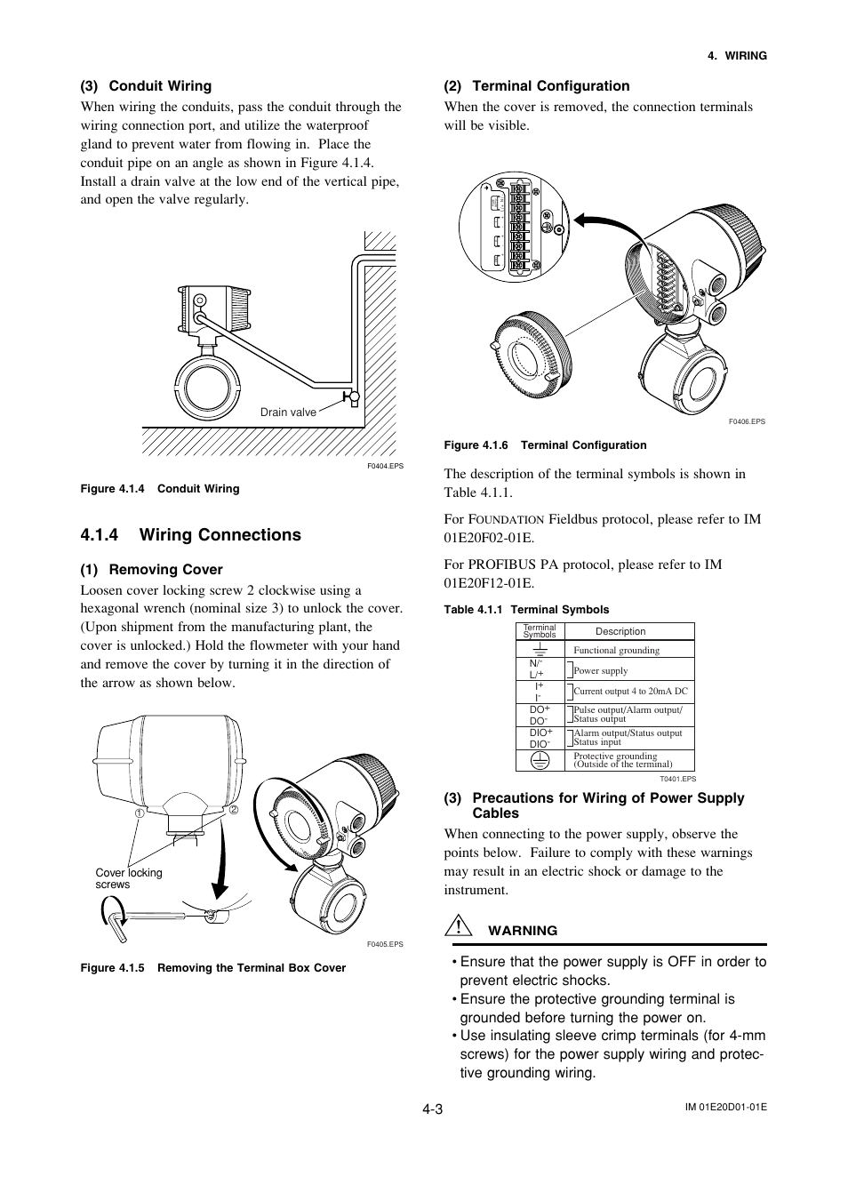 4 wiring connections, Wiring connections -3 | Yokogawa ADMAG AXF User Manual | Page 37 / 133