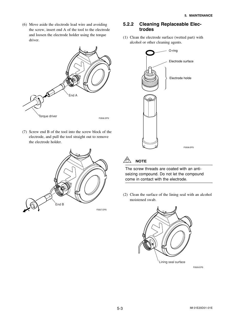 2 cleaning replaceable electrodes, Cleaning replaceable electrodes -3, 2 cleaning replaceable elec- trodes | Yokogawa ADMAG AXF User Manual | Page 52 / 133