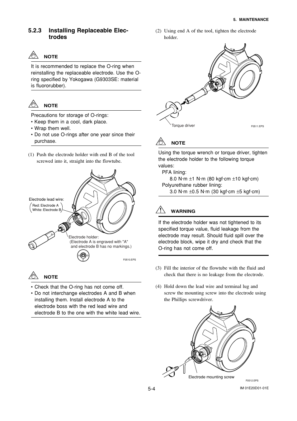 3 installing replaceable electrodes, Installing replaceable electrodes -4, 3 installing replaceable elec- trodes | Yokogawa ADMAG AXF User Manual | Page 53 / 133