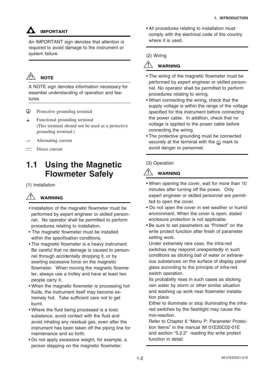 1 using the magnetic flowmeter safely | Yokogawa ADMAG AXF User Manual | Page 2 / 13